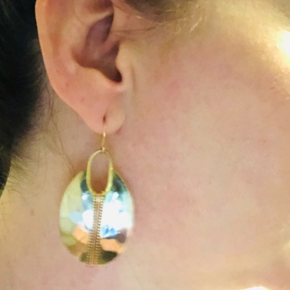 .::GoddessWear::.Boho Artisan Oval Hammered Mixed Silver+Gold StatementE… - Picture 4 of 7